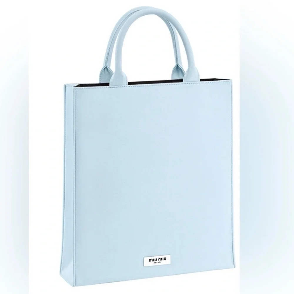 NEW Authentic Miu Miu Luxury Brand Beauty Tote Blue & Black, Large Size - Picture 3 of 10